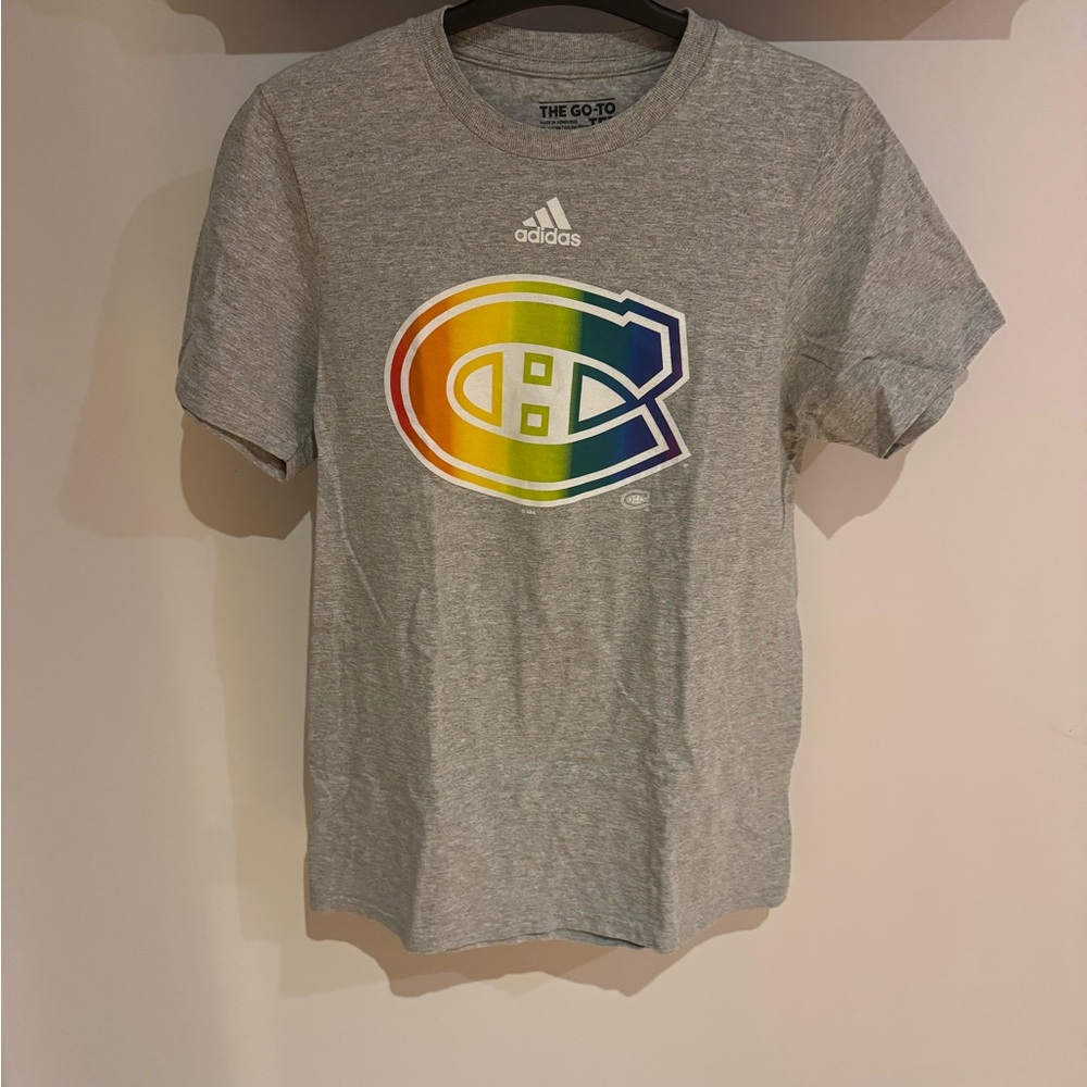 Adidas Heather Gray Go-To Tee With Montreal Canadiens Logo